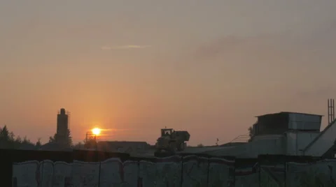 Mini loader construction sites, earthworks,evening Stock Footage 64872424