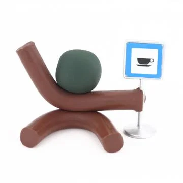 Mini man on coffee time Stock Photos