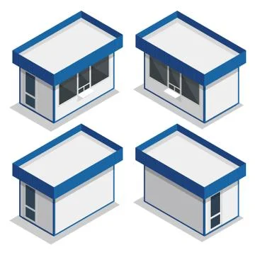 Mini market exterior. Vector flat 3d isometric illustration. Stock Illustration