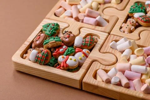 Mini marshmallows in white, pink, and pastel colors. Marshmallows as a food.. Stock Photos