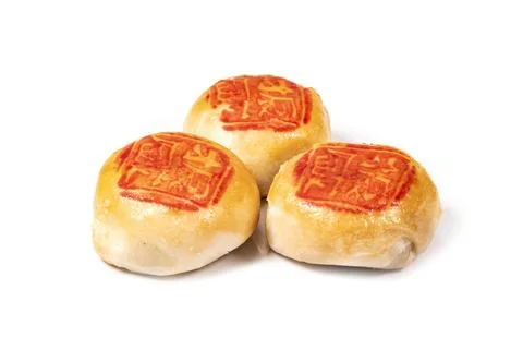 Mini moon cake isolated on white backgroung. Stock Photos
