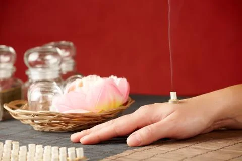Mini moxa stick therapy Stock Photos