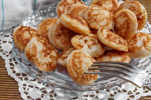 Mini pancakes on a plate Stock Photos