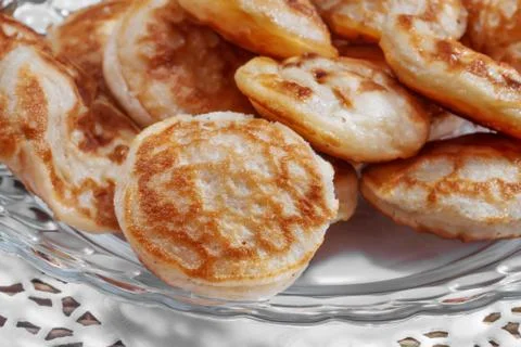 Mini pancakes on a plate Stock Photos