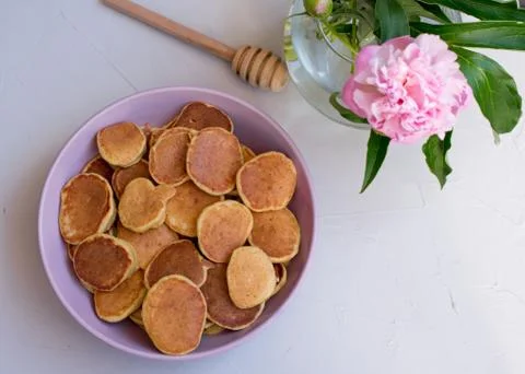 Mini pancakes in a plate Stock Photos
