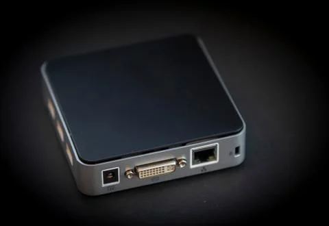 A mini PC with black background Stock Photos