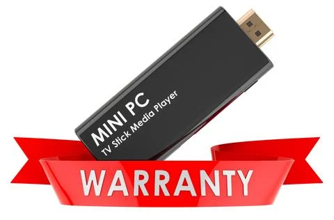 Mini PC TV Dongle Stick warranty concept. 3D rendering Stock Illustration