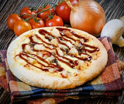 Mini pizza chicken BBQ  스톡 사진