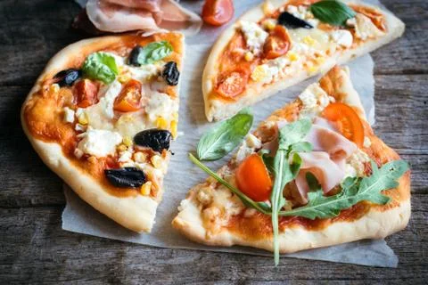 Mini pizzas slices Stockfoto's