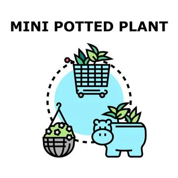 Mini potted plant concept vector illustration Stock Illustration