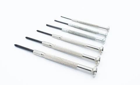 Mini precision Phillips and flat head screwdrivers for eyeglasses, Electron.. Stock Photos