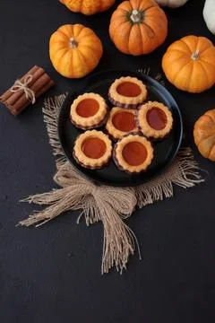 Mini Pumpkins with Cookies Stock Photos