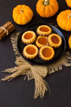 Mini Pumpkins with Cookies Stock Photos