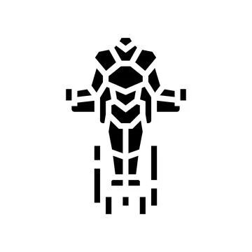 Mini robot a jetpack glyph icon vector illustration Stock Illustration