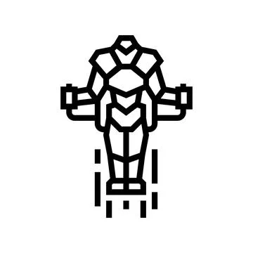 Mini robot a jetpack line icon vector illustration Stock Illustration