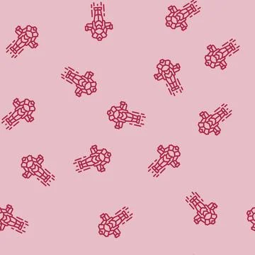 Mini robot a jetpack line seamless pattern Stock Illustration