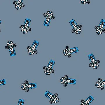 Mini robot a jetpack vector seamless pattern Stock Illustration