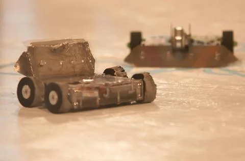 Mini robot wars mini robot wars indoors by a human controllers Copyright: ... 스톡 사진