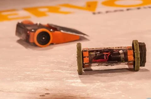 Mini robot wars mini robot wars indoors by a human controllers Copyright: ... 스톡 사진