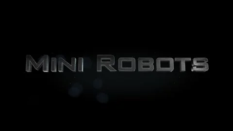 Mini Robots title 3D metal text on black alpha channel background Stock Footage 301263776