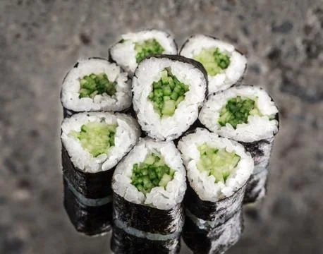 Mini roll with cucumber Stock Photos
