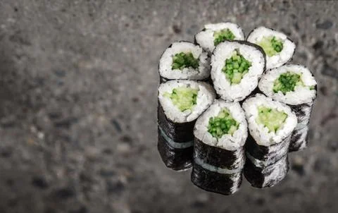 Mini roll with cucumber Stock Photos