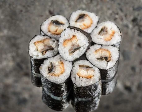 Mini roll with eel Stock Photos