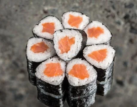 Mini roll with salmon Stock Photos