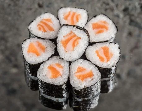 Mini roll with salmon Stock Photos