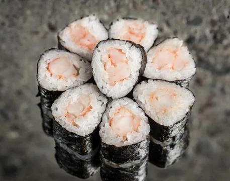 Mini roll with shrimp Stock Photos