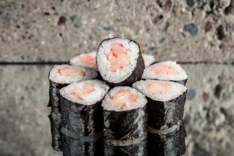 Mini roll with shrimp Stock Photos