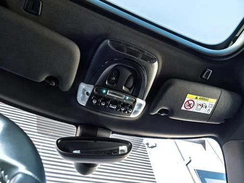 MINI Roof Console with Toggle Controls and Warning Stock Photos