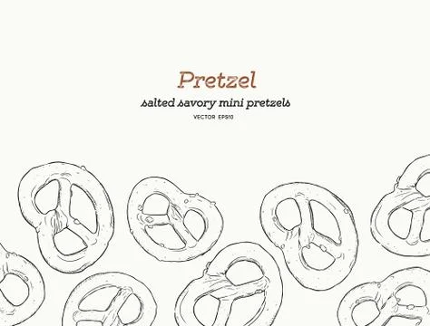 Mini salt pretzel, hand draw sketch vector Illustrazione stock