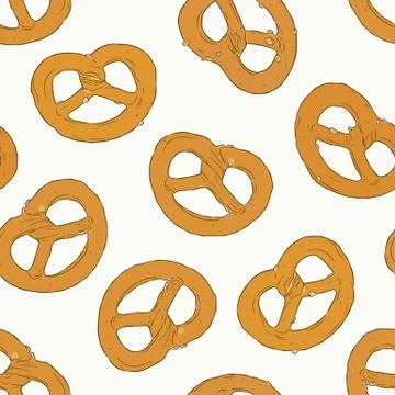 Mini salt pretzel, hand draw sketch vector Stock Illustration