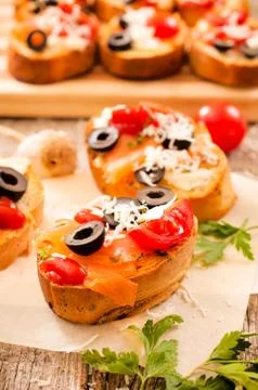 Mini sandwiches on the table Foto stock