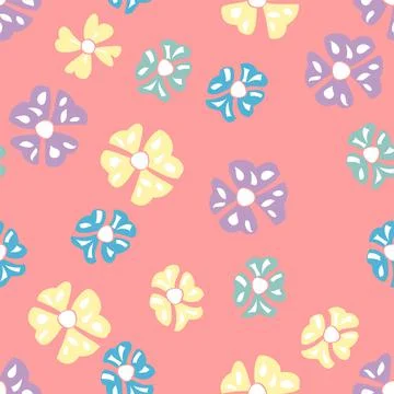 Mini Scattered Multicolor Flowers On pink Stock Illustration