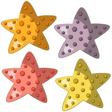 Mini set cartoon Starfish. Draw illustration in color Illustrazione stock