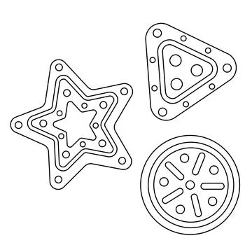 Mini set with gingerbread in different shapes in black and white Stock Illustration