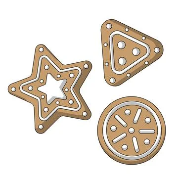 Mini set with gingerbread in different shapes in color Illustrazione stock