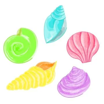 Mini set of seashells in imitation of watercolor Stock-Illustration