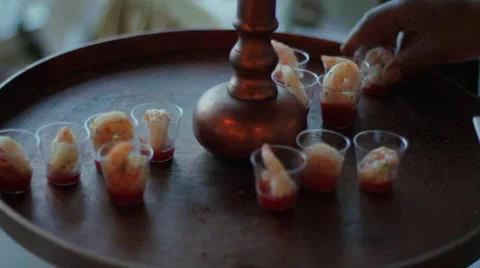 Mini Shrimp Cocktail Appetizer Stock Footage 64235718