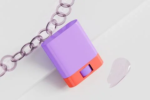 Mini-size violet red twist up cosmetic stick packaging mockup Stock Illustration