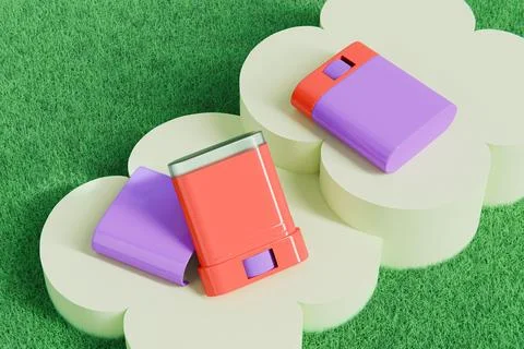 Mini-size violet red twist up cosmetic stick packaging mockup イラスト素材