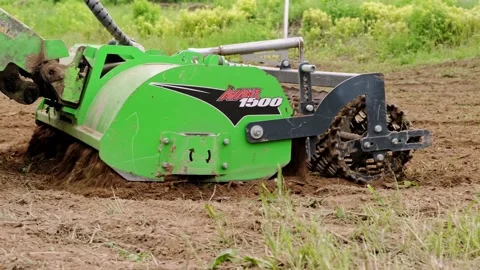 Mini skid steer loader clear the construction site. Land work. Territory improve Stock Footage 223146626