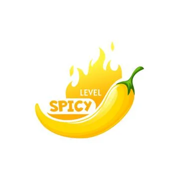 Mini spicy level chili pepper spice, yellow label Stock Illustration