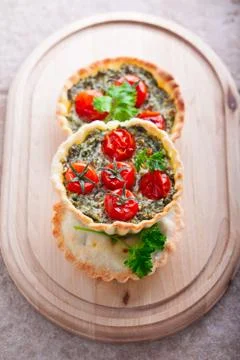 Mini Spinach Quiche Stock Photos