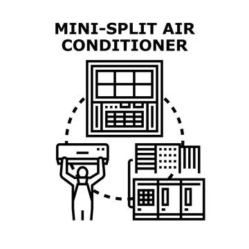 Mini split air conditioner system installation and service Stockillustratie