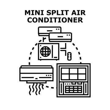 Mini split air conditioner system vector concept Stock Illustration