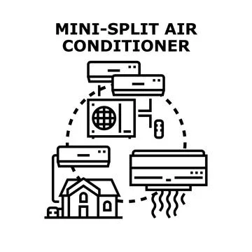 Mini split air conditioner system concept illustration Stock Illustration