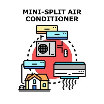 Mini split air conditioner system concept illustration Stock Illustration